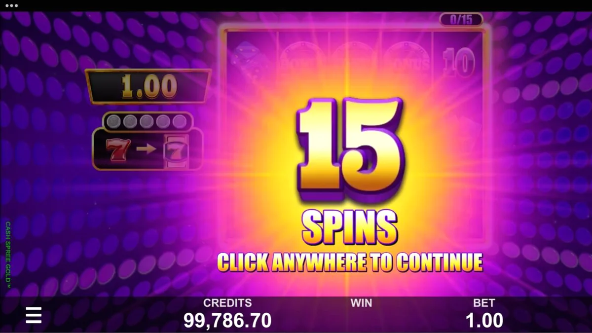 Isang visual na representasyon ng Cash Spree Gold slot machine na may mga gintong simbolo at makinang na disenyo